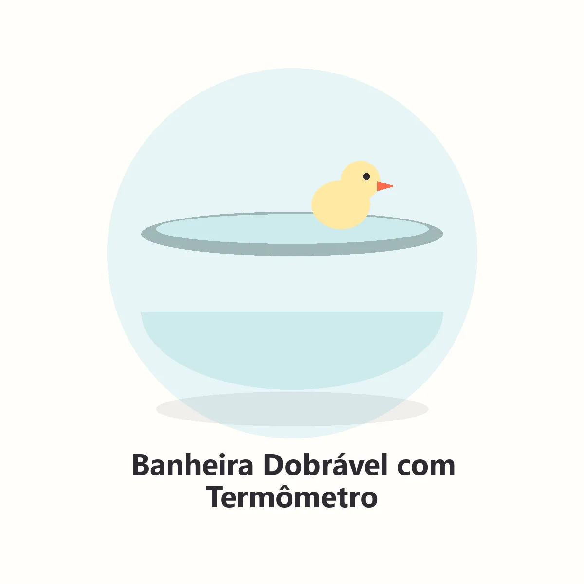 Banheira dobrável azul com termômetro