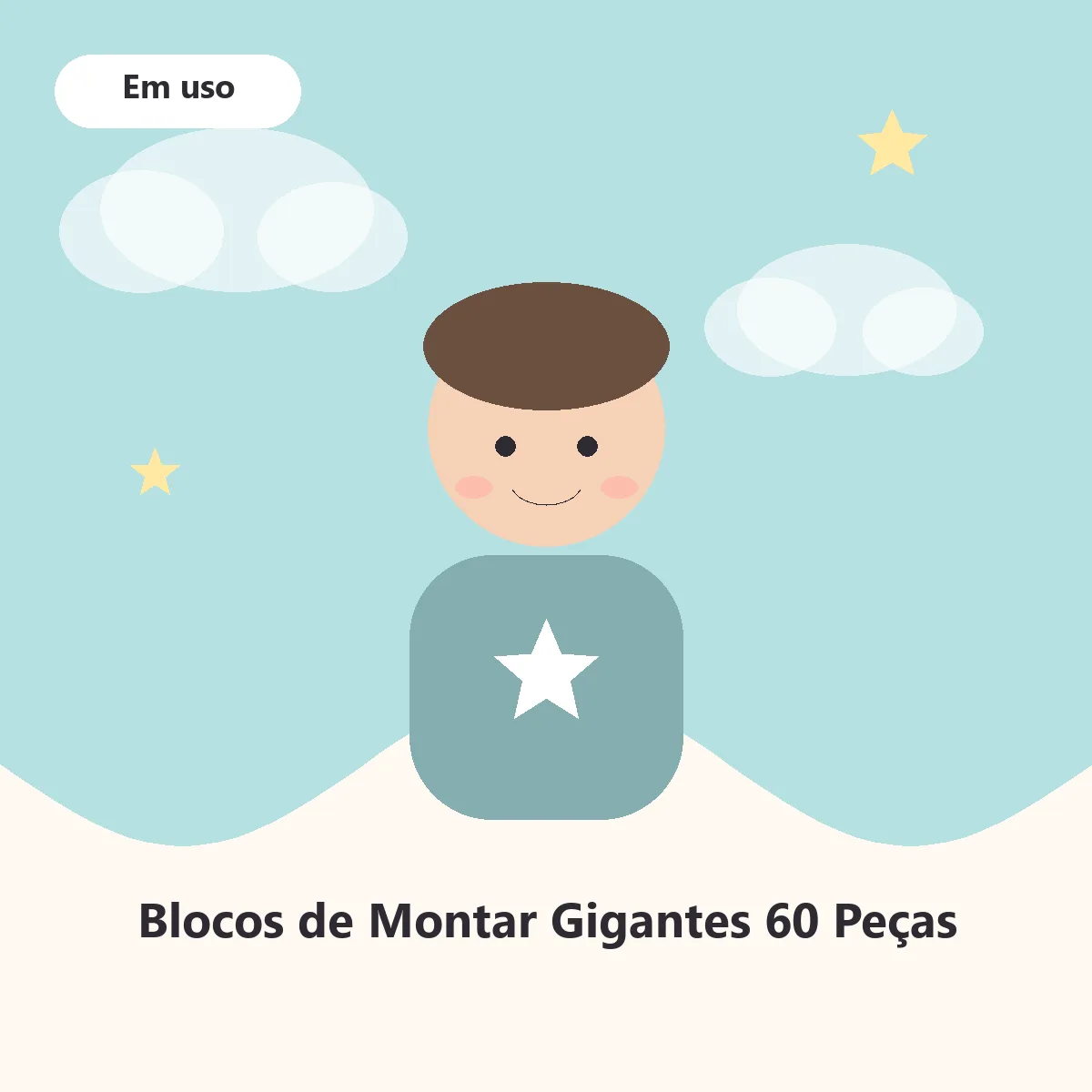 Criança montando torre com os blocos gigantes