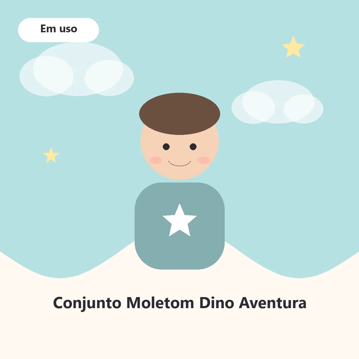 Menino usando o conjunto de moletom dino